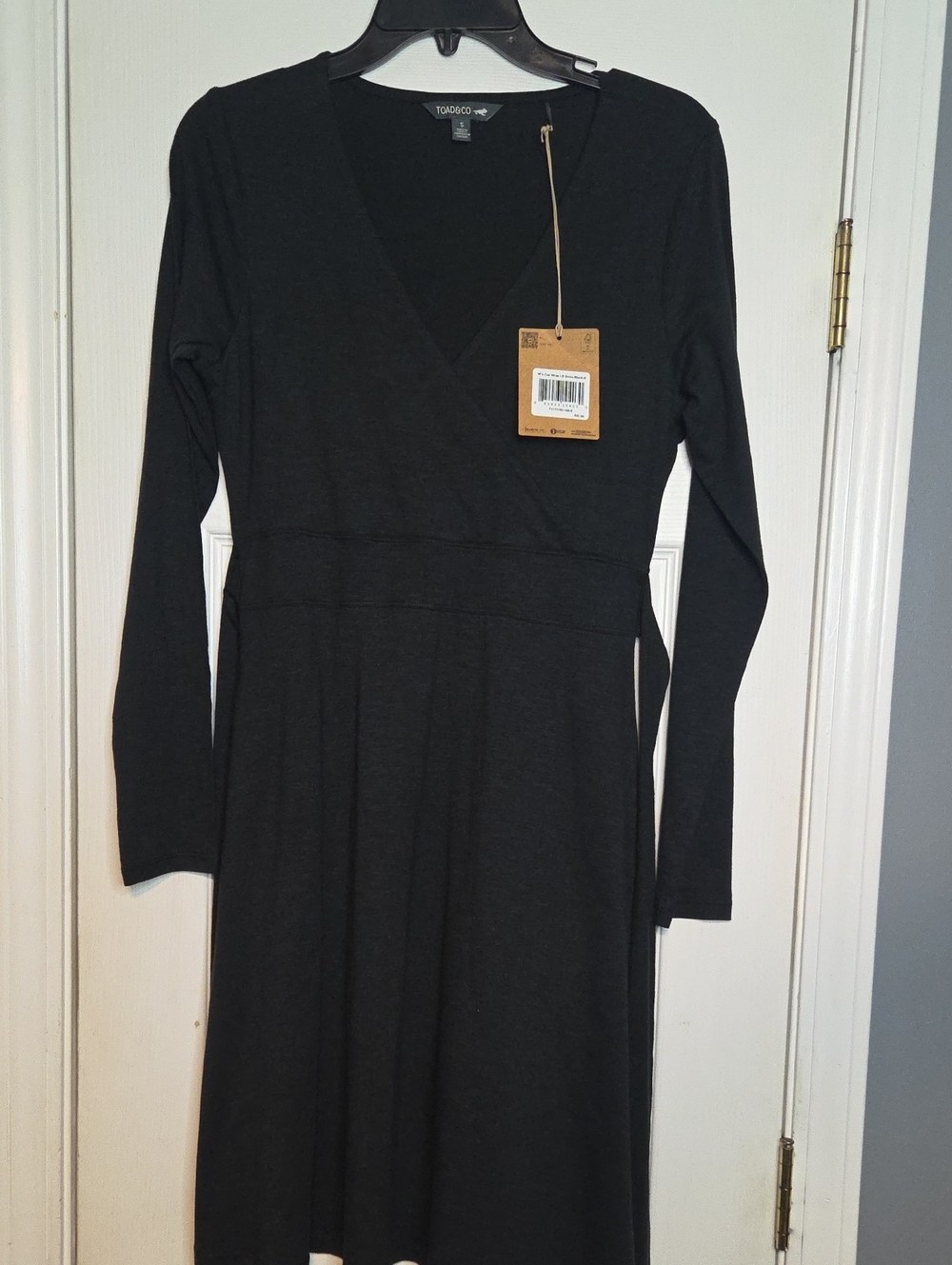 Toad&Co Black Long-Sleeve Wrap Dress